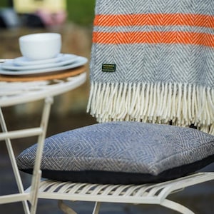 Throw Fishbone Stripe Grey and Pumpkin