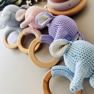 Elephant Rattle, Gender Neutral Baby Gift, Handmade Baby Gift