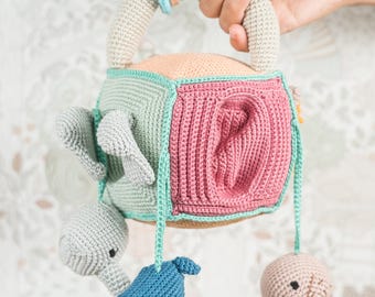 Handmade Crochet Baby Activity Cube: Sensory Montessori Toy