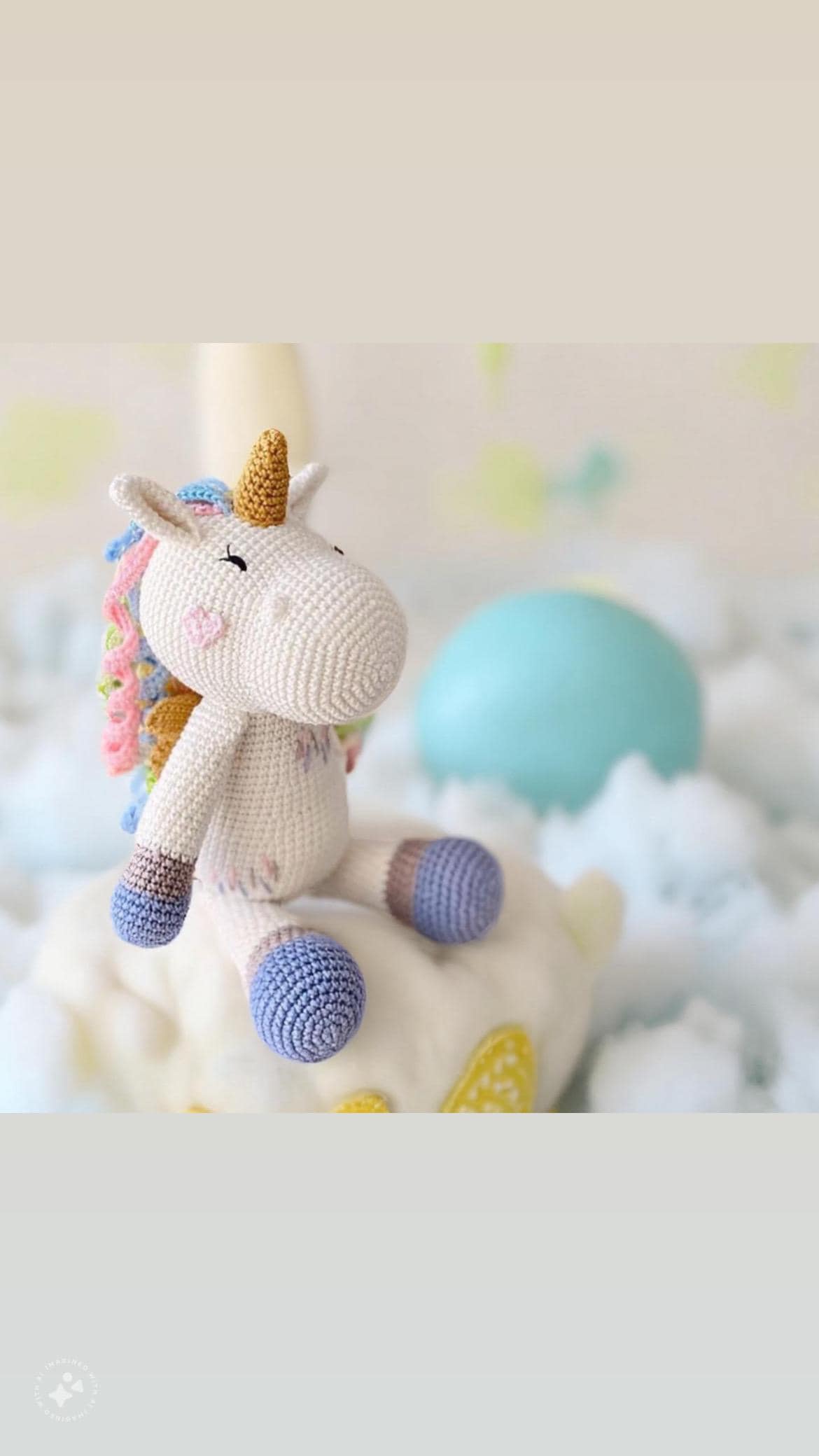 Crochet Unicorn Baby Doll: Handmade Organic Toy