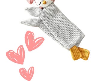 Gift for Newborn, Heirloom Crochet Lovey Security Blanket in Penguin