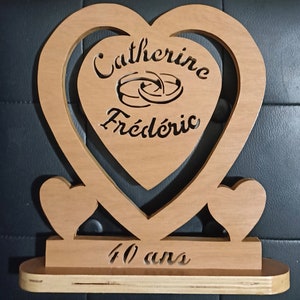 Cadeau de mariage, PACS ou anniversaire de mariage personnalisé en bois