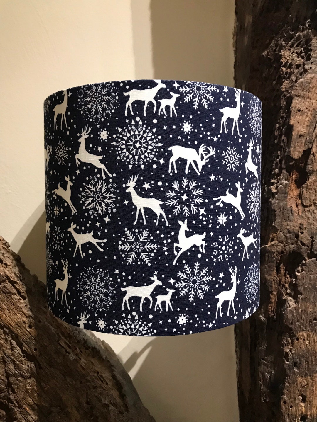 Handmade Christmas Lampshades Navy With White Reindeer & Etsy UK