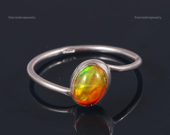 Exquisite Ethiopian Opal Ring, Gemstone Ring, Multi Color Statement Ring, 925 Sterling Silver Jewelry, Engagement Gift, Ring For Her