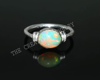 Ethiopian Opal Gemstone Ring, Silver Ring, October Birthstone ring, Gift For Her, Valentine&#39;s day Gift, Opal Ring Gift Jewelry