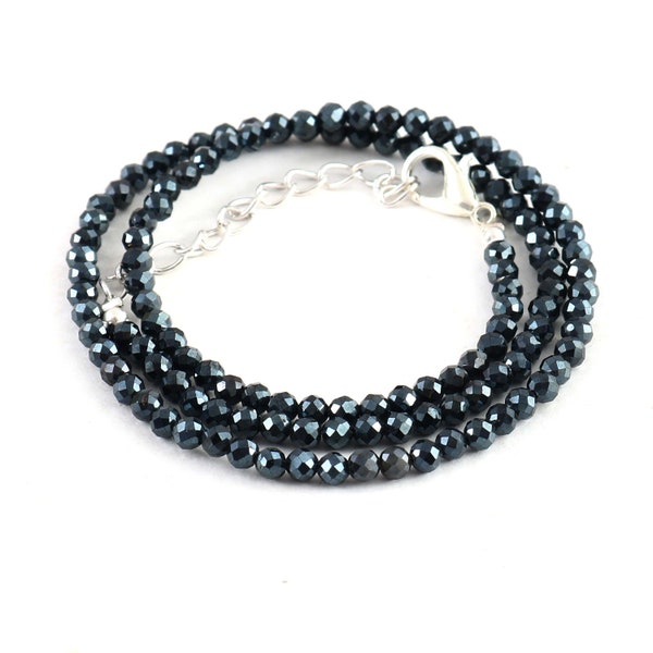 100% Natural Black Diamond | Diamond Beads | Faceted Rondelle Beads | Black Diamond Beads | Diamond Jewelry | Handmade Gift