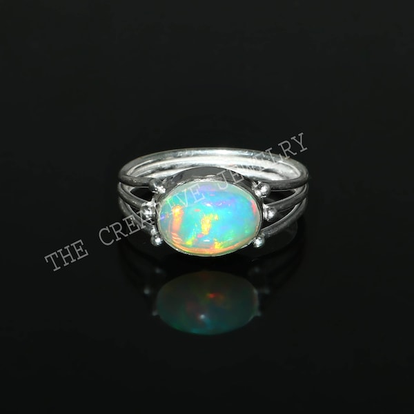 Ethiopian opal ring | Opal Ring | Welo fire opal ring | 925 sterling silver | Opal Delicate Ring | October Birthstone Ring |