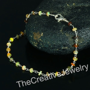 Genuine Ethiopian Fire Opal Bracelet-Fire Opal beads-October Birthstone Beads-Gemstone Jewelry-Birthday Gift For Her