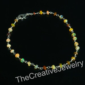 Genuine Ethiopian Opal Beaded Bracelet-October Birthstone Beads-Gemstone Jewelry-Birthday Gift For Her-Christmas Gift