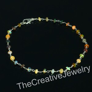 Ethiopian Opal Sterling Silver Bracelet, October Birthstone Jewelry