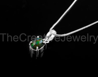Zierliche Opal Anhänger Halskette, natürlicher äthiopischer Opalschmuck