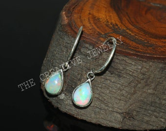 Sterling Silver Ethiopian Opal Dangle Earrings, October Birthstone