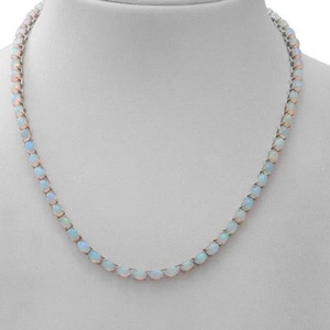 Natural Ethiopian Opal Tennis Necklace, Fire Opal Jewelry, October Birthstone Necklace, Fire Opal Jewelry, tennis Chain For Men/Women