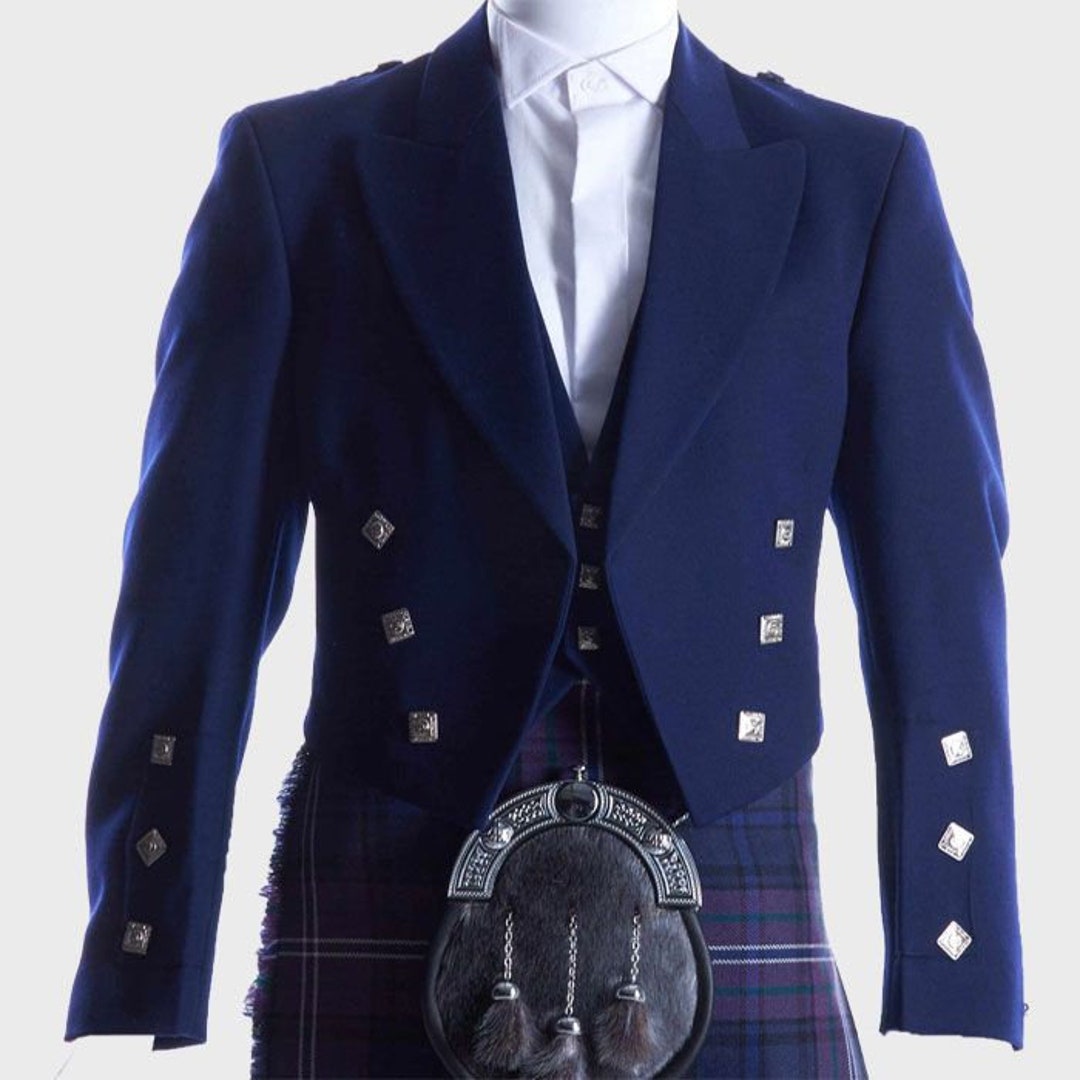 Navy Blue Prince Charlie Kilt Jacket and Waistcoat Set Only Etsy