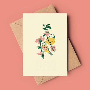 Osterkarte „Frohe Ostern“ mit Blaumeisen, Postkarte modern, Naturillustration, Karte mit Vögeln, Moderne Karte, nachhaltige Grußkarte