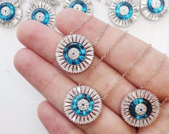 Evil Eye Necklace- Evil eye Pendants- Turkish Evil Eye Necklace - 925 Sterling Silver - Gift For Her