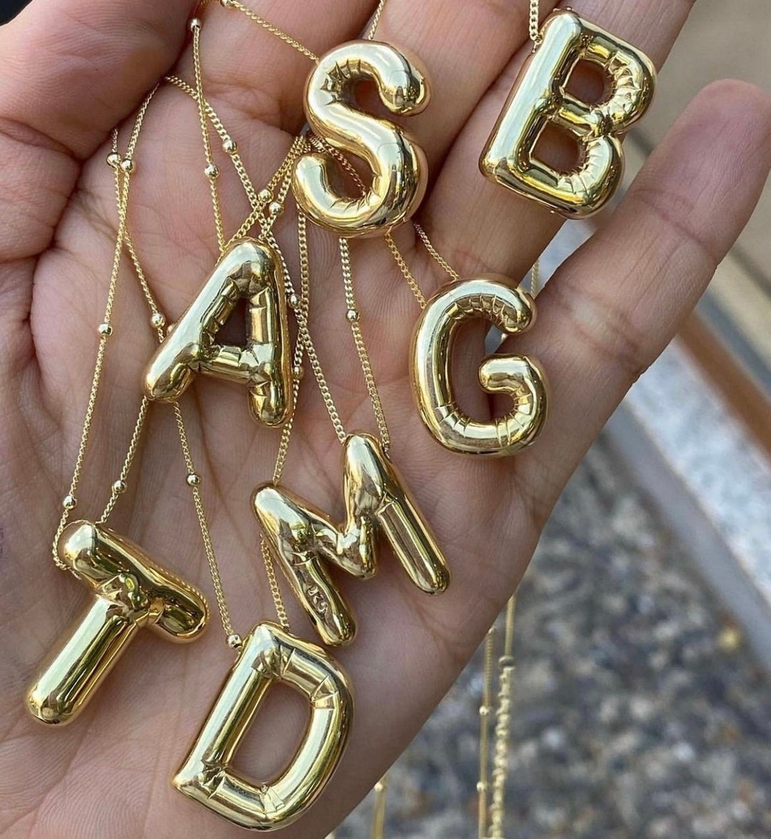 Balloon Initial Letter Pendant Necklace Chunky Alphabet Etsy UK