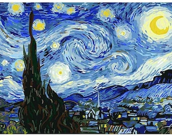 Toria Shop DIY Painting by Numbers on canvas with (40x50cm) unframed, Starry Night