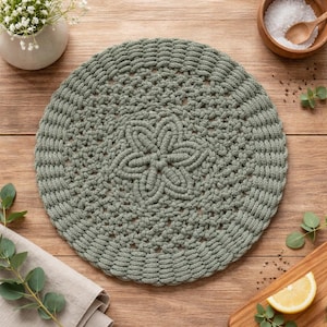 Makramee Platzset Boho Tischset handgemacht aus Baumwollgarn nachhaltige Tischdeko im Boho Stil