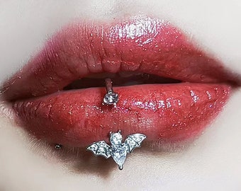 Bat Horseshoe Lip Ring, Internal Thread Stud Piercing, Punk Lip Ring, Tragus Piercing, Titanium Steel Stud, Nose Ring, Body Piercing Jewelry