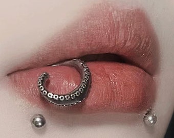 Octopus Tentacles Horseshoe Lip Ring Punk Stud Piercing Gothic Punk Lip Ring Earring Ring Titanium Steel Lip Stud Body Piercing Jewelry