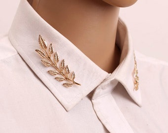 Gouden of zilveren blad kraag clip, oren broche, blad broches, jas jurk sjaal broche pin, pak kraag broche revers pin, podium sieraden.