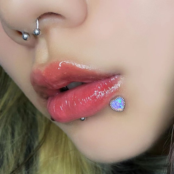 Opal Heart Lip Stud Stud Piercing Sweet Tongue Ring Lip Stud