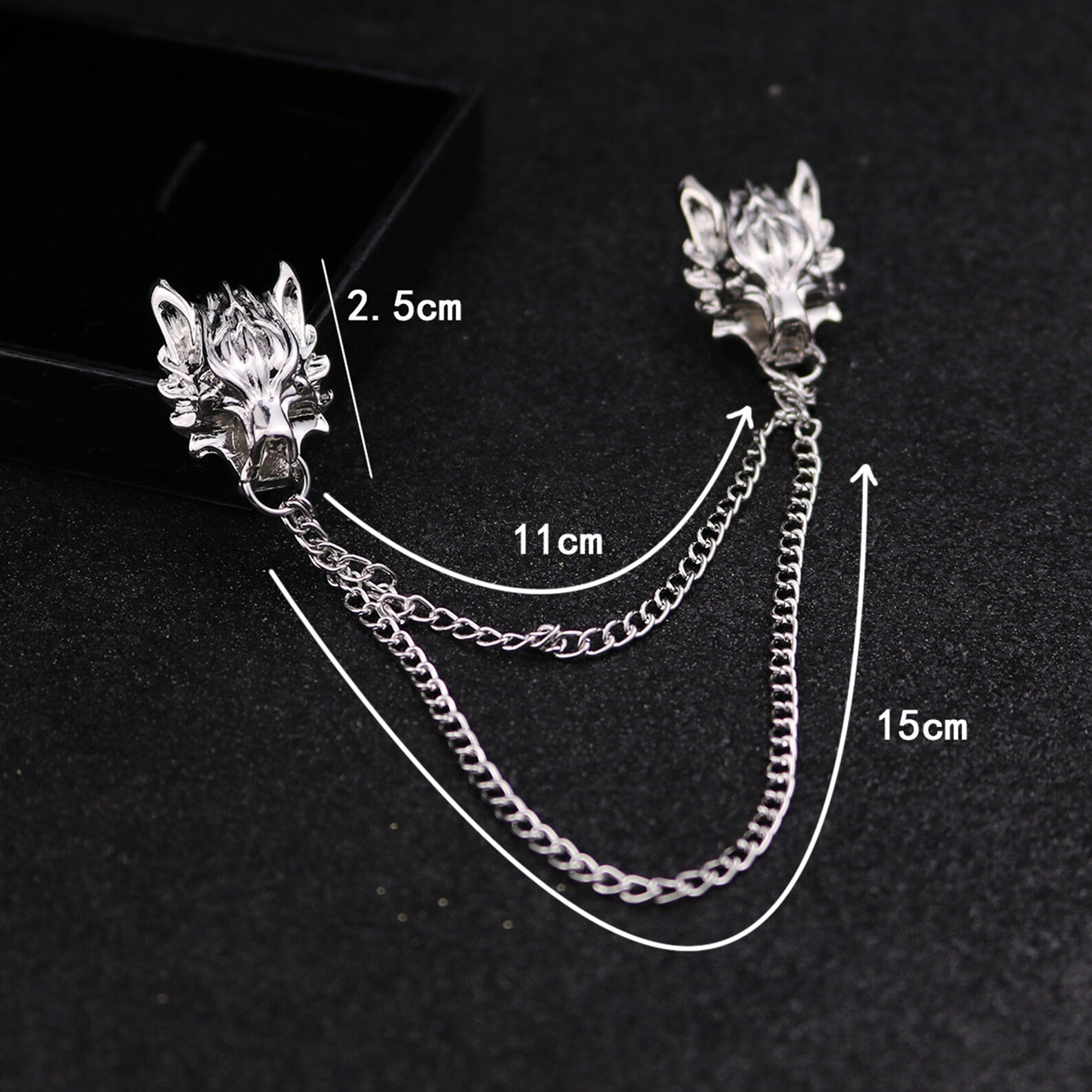 Wolf Chain Collar Clip Tassel Brooch Sweater Pins Goth Punk Etsy