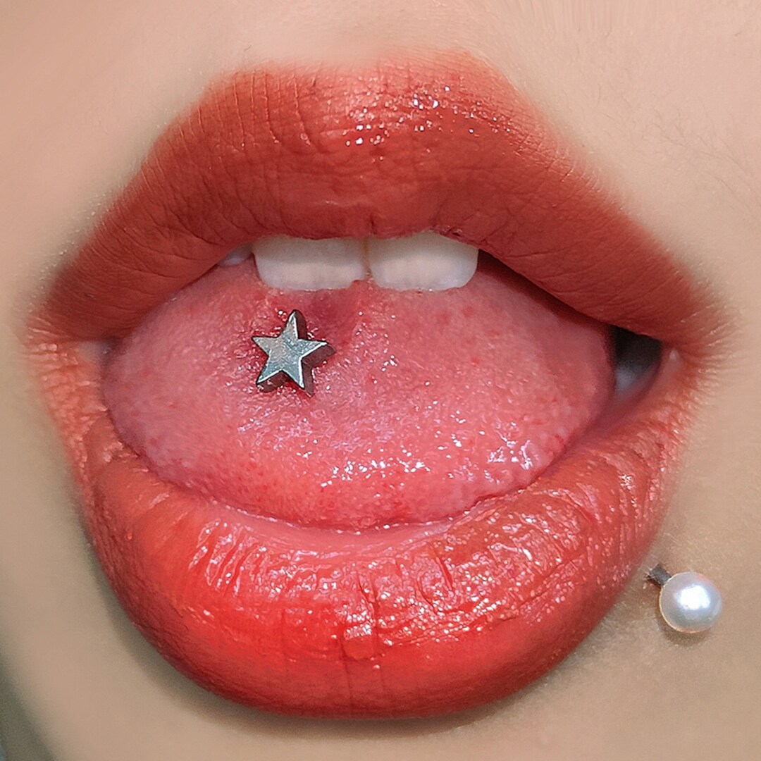 Star Tongue Stud, Stud Piercing, Tongue Ring, Cool Tongue Stud, Titanium Steel Tongue Barbell