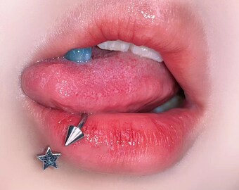 Star Demon Lip Ring, Horseshoe Stud Piercing, Punk Lip Ring, Tragus Piercing, Titanium Steel Lip Stud, Cool Nose Ring, Body Piercing Jewelry