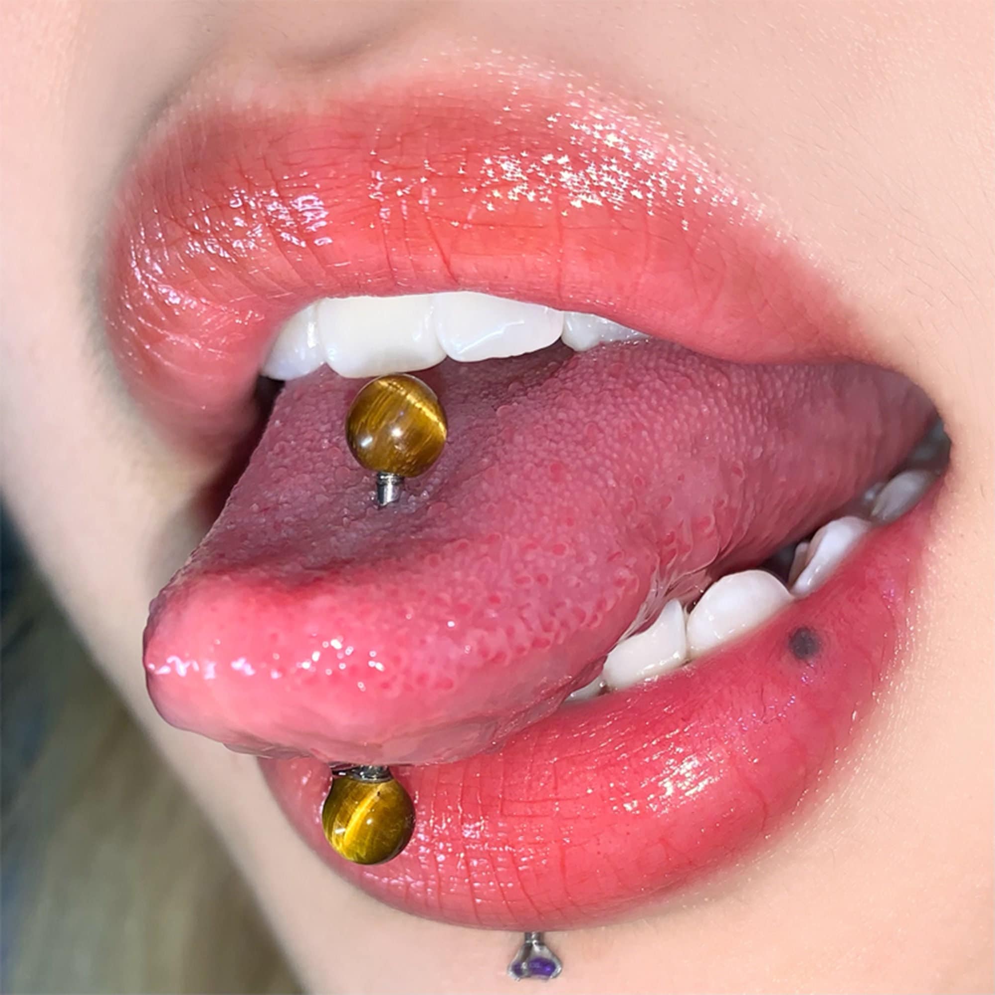 Tongue piercing deals gold