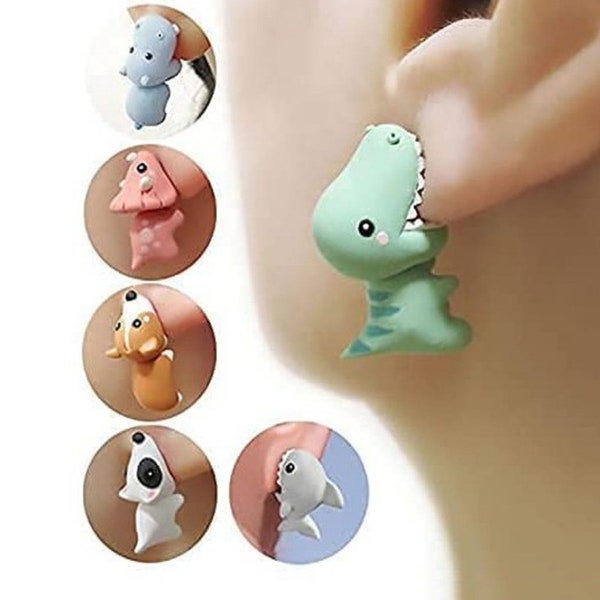 thumbnail image 2 of 3D 925 Sterling Silver Small Cute Cat Kitty Animal Stud Earrings - Anime Style 2 of 3