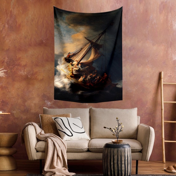 The Storm on the Sea of Galilee Wall Tapestry Rembrandt Wall Hanging painting Tapestry wall Art Design wallpaper wall Carpet wall Decor Etsy Australia