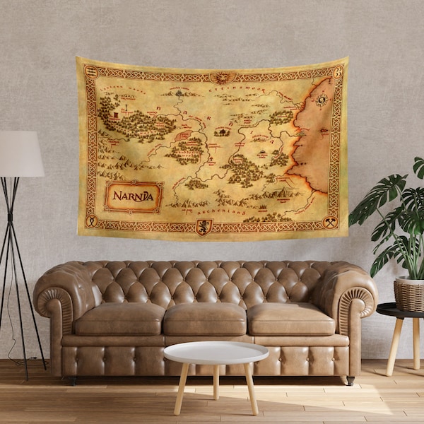 The Chronicles Of Narnia Tapestry, Narnia Map Tapestry, Chronicles of Narnia Wall Art, The Lion The Witch and The Wardrobe Wall Tapestry