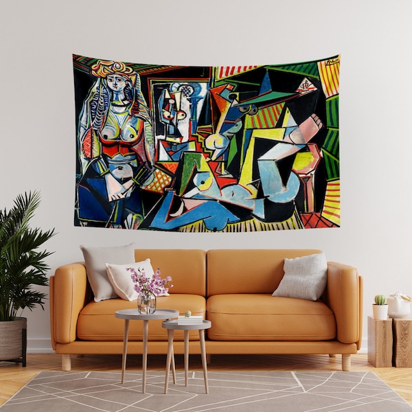 Tapisserie murale Pablo Picasso Alger Women, Les Femmes d'Alger, Suspension murale, Peinture tapisserie, Design d'art mural, Papier peint, Tapis mural, Art moderne