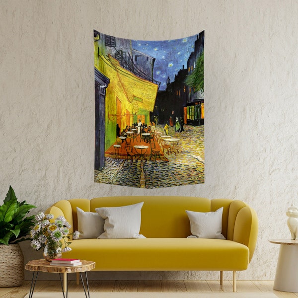 Vincent Van Gogh Wall Tapestry Cafe Terrace At Night,Wall Hanging,Painting Tapestry,Wall Art DesigN ,Wallpaper,Wall Carpet ,Home Decor,Art