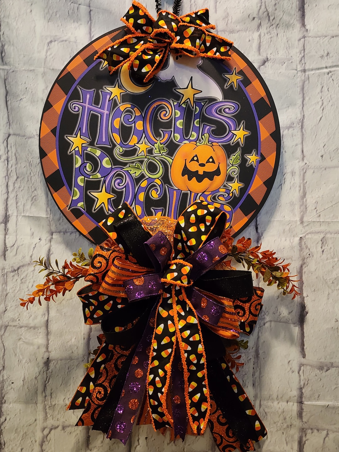 Hocus Pocus Halloween Door Hanger, Candy Corn Decor, Autumn Wreath - Etsy