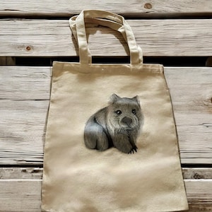 Wombat Tote Bag – Cute Australian Animal Art – Eco Canvas Shopper – Nature Lover Gift – Native Wildlife Illustration