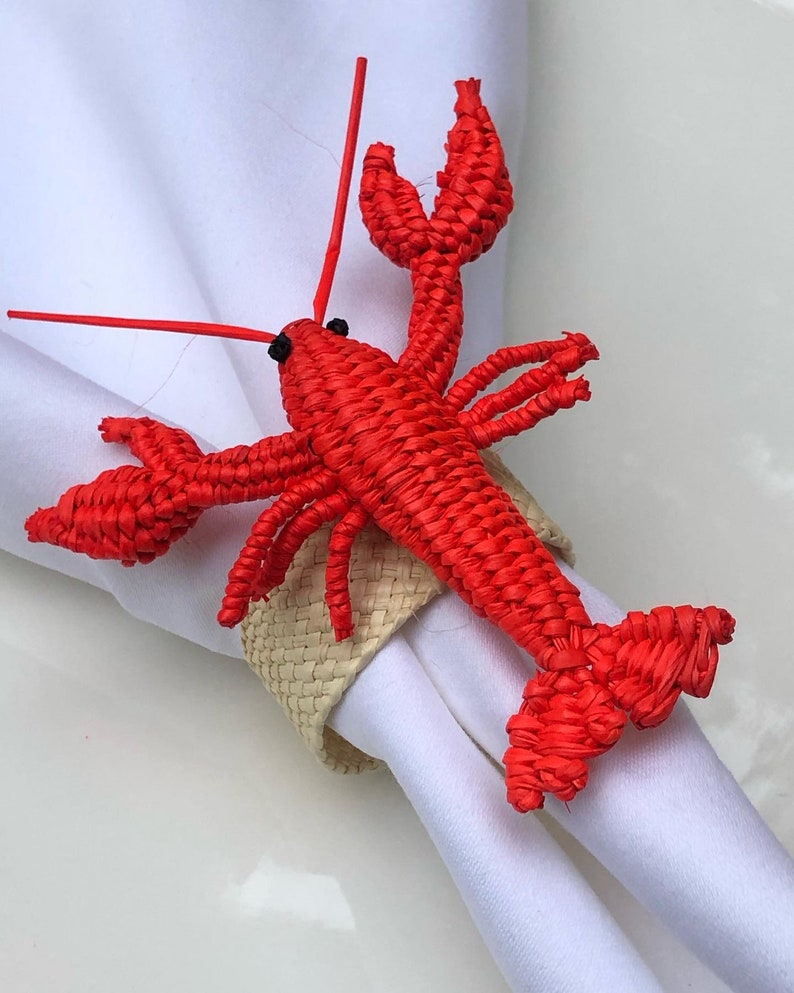 2 pack hand woven lobster napkin rings image 1