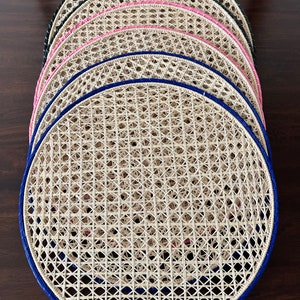 Colored rim hand woven natural straw  15” plate chargers