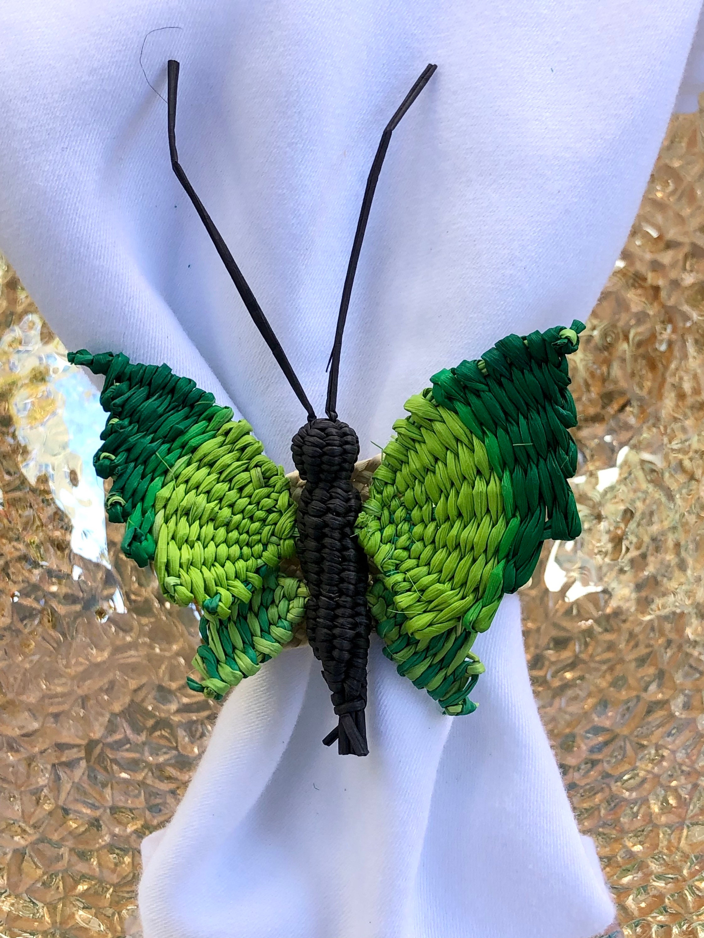2 pack hand woven butterfly napkin rings