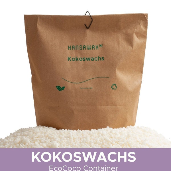 Kokoswachs für Behälterkerzen - EcoCoco Container - Kerzenwachs aus nachwachsenden Rohstoffen, Ohne Paraffin, Vegan und Tierversuchsfrei