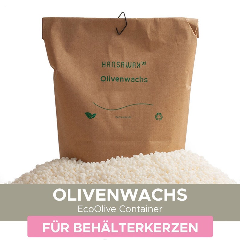 Olivenwachs für Behälterkerzen EcoOlive Container Kerzenwachs aus nachwachsenden Rohstoffen, Ohne Paraffin, Vegan und Tierversuchsfrei Bild 1