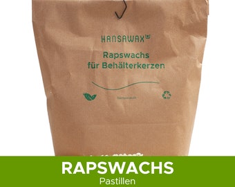 Rapswachs für Behälterkerzen - Kerzenwachs aus nachwachsenden Rohstoffen, Vegan, Ohne Paraffin, Tierversuchsfrei