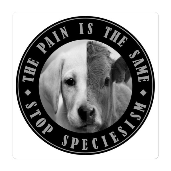 Vegan Sticker Cows are Dogs, Pain Is The Same, Animal Rights veg stickers for Laptop Phone, Computer, Vegans Gift Ideas to End Speciesism