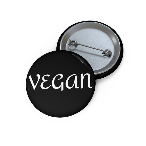 Vegan Pin Buttons for Rights Gothic Font Vegan Pinback for Clothes Jacket Backpack, Best Vegan Gift Ideas for Vegans, Vegan button black