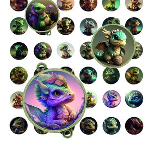 25 mm Dinosaur 1 Digital images for cabochon, jewelry, badge, digital collage, image board, illustration for cabochon, scrapbooking