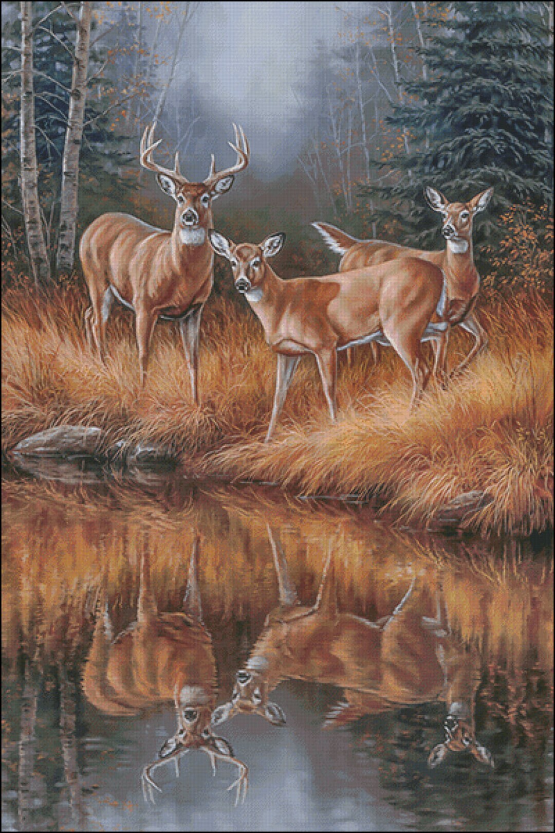 Deer Counted Cross Stitch Pattern Printable Chart PDF Format Needlework