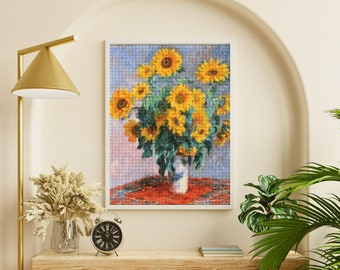 Sunflowers of Coin Reproduction - Counted Cross Stitch Pattern - Printable Chart PDF Format Needlework Embroidery Crafts DIY DMC color