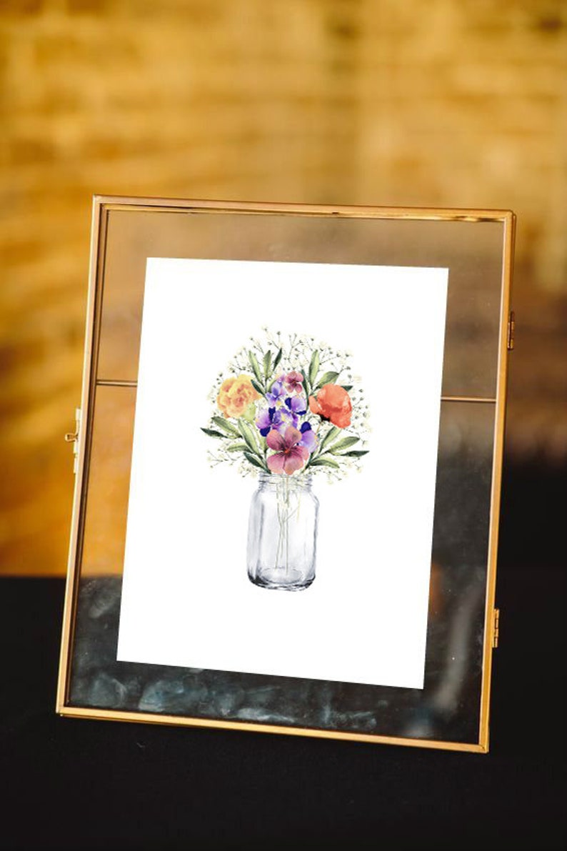Geburtsblumen-Familienstrauß-kundenspezifisches Geschenk Muttertagsgeschenk, Schleierkraut-Blumenstrauß, Blumenfamilien-Porträt-Wanddekor, Aquarell-Blumenkunst Bild 7